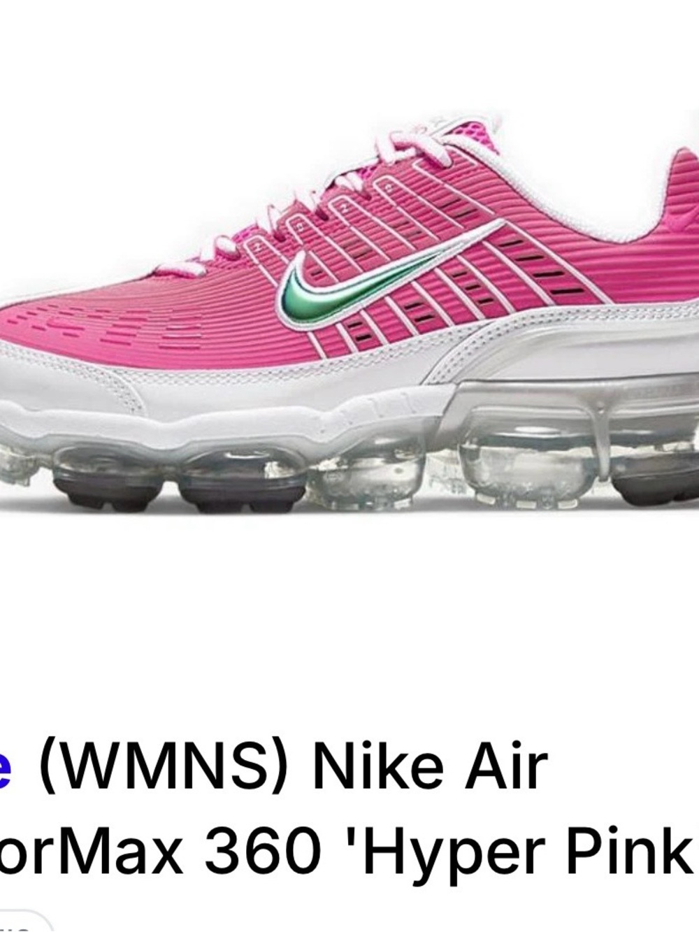 Nike Women's VaporMax 360 Sneaker - Bright Pink with Teal Swoosh